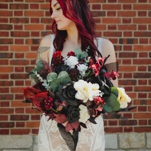 Lings Moments Moody Burgundy and Black Bridal Bouquet